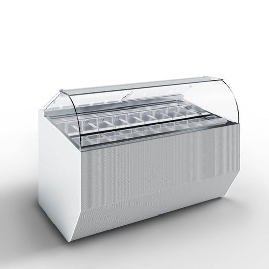 CIAM CIAO Curve Glass Gelato Showcase | Available in 12, 18, and 24 Pan Models