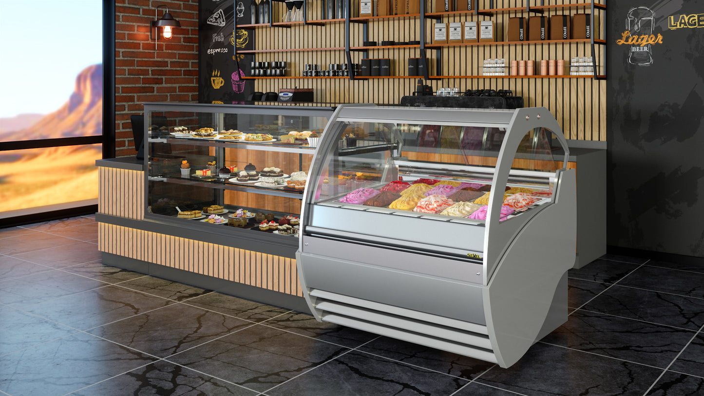 Sevel Aspen Deluxe Gelato Showcase | Available in 12, 16, 18, and 24 Pan Models