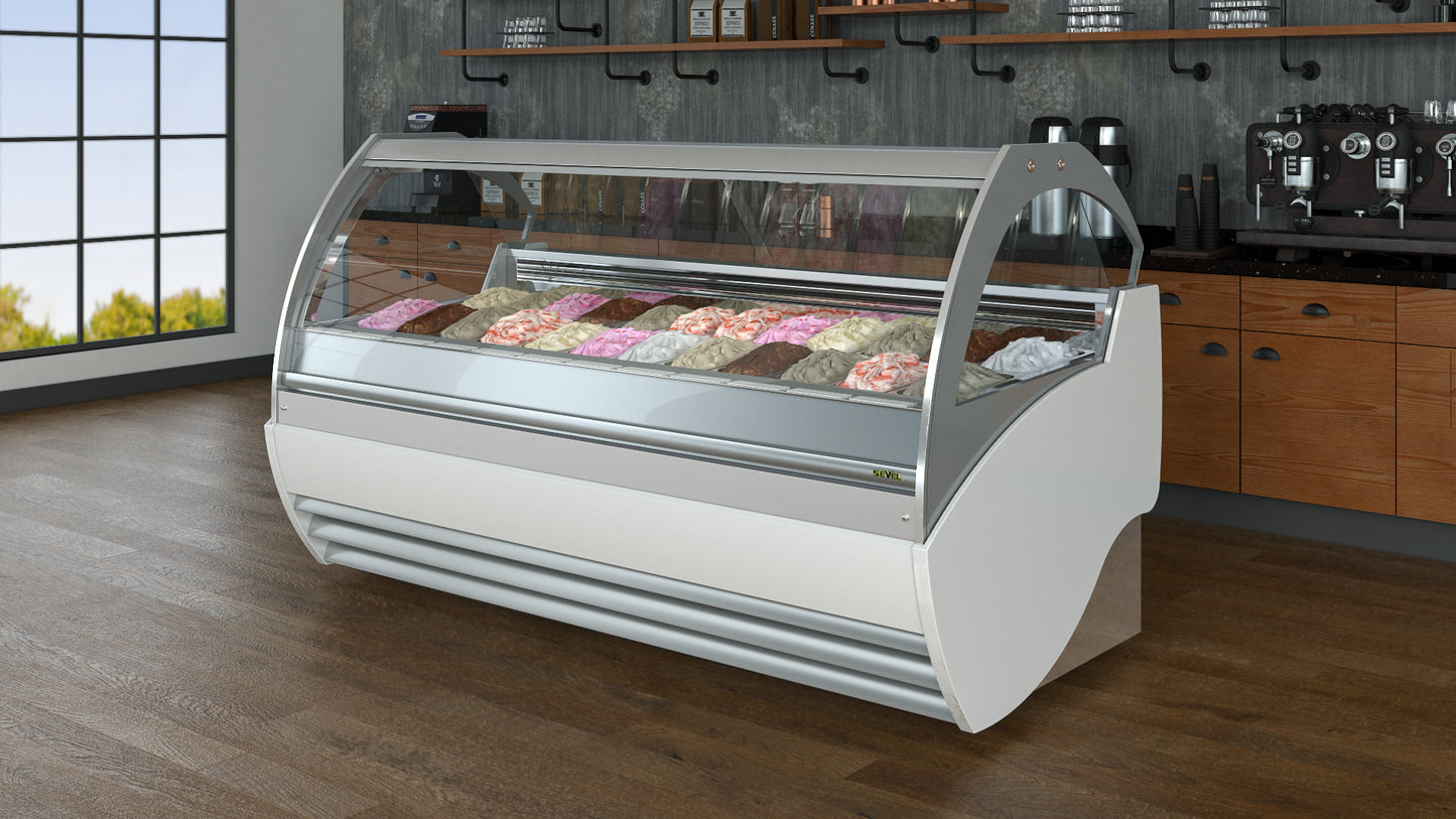 Sevel Aspen Deluxe Gelato Showcase | Available in 12, 16, 18, and 24 Pan Models
