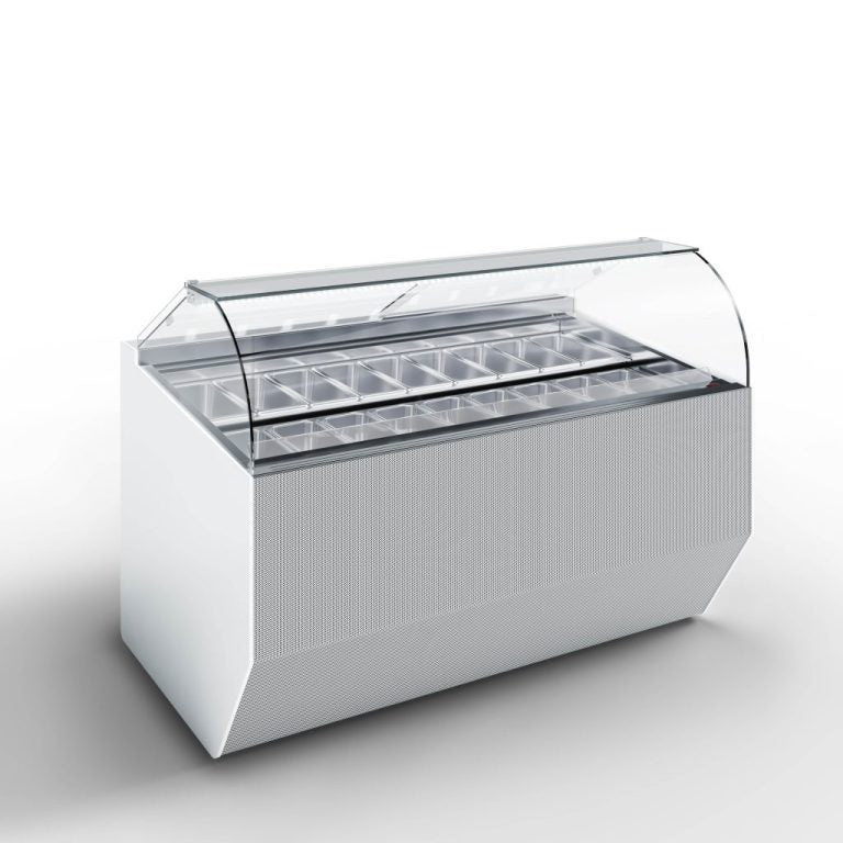 CIAM CIAO Curve Glass Gelato Showcase | Available in 12, 18, and 24 Pan Models