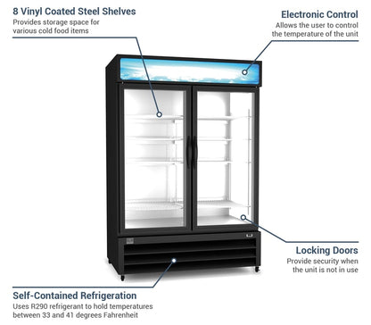 Kelvinator Reach-In Refrigerated | 49 cu. ft., 2 Glass Doors